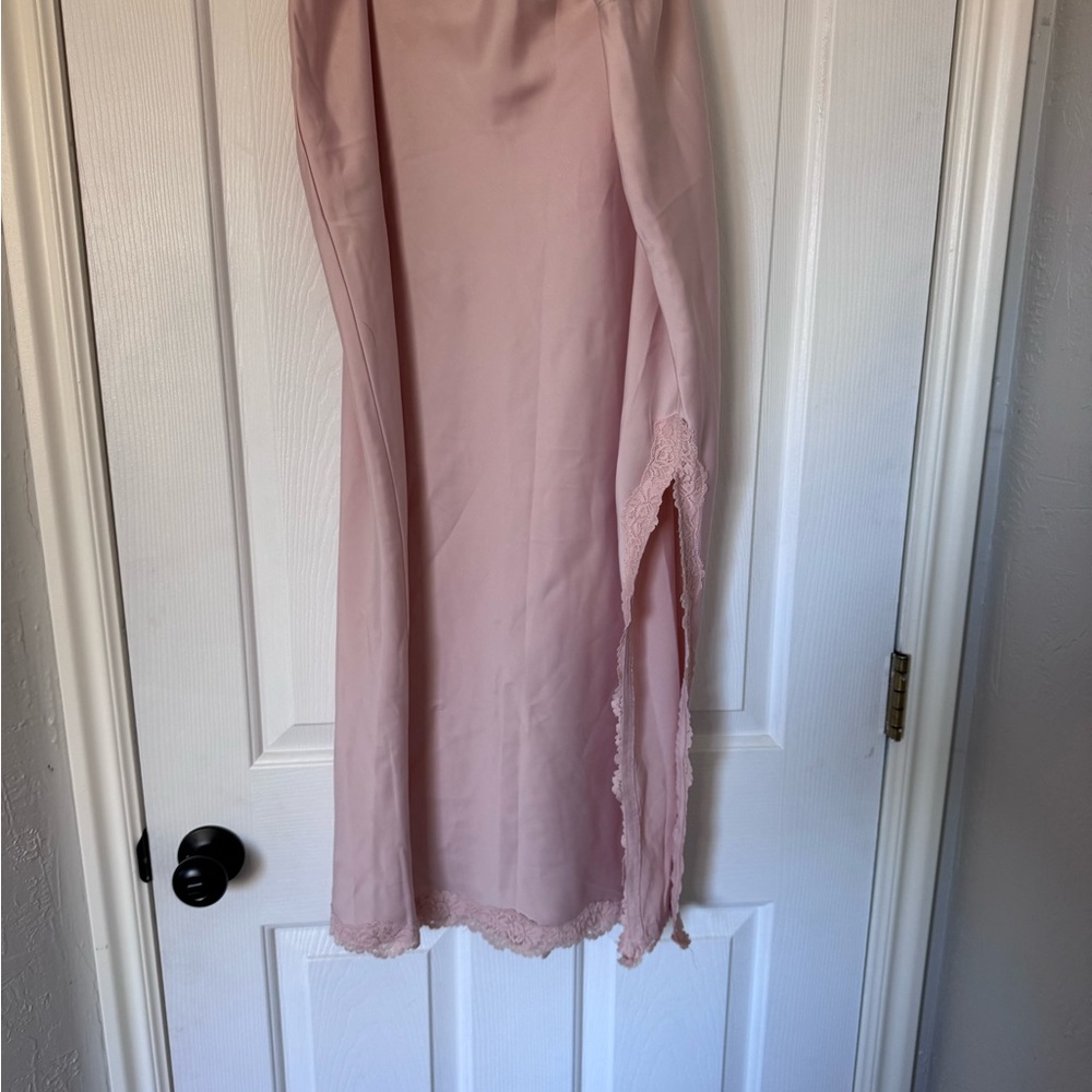 Wild Fable Asymmetrical Pink Skirt with Lace Trim
